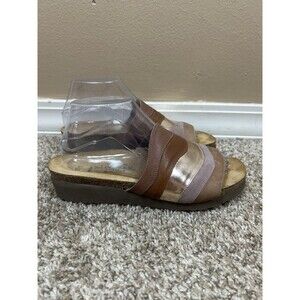Naot Sandals Womens 40 Portia Slides Beige Tan Slip On Open Toe Wedge Heels 9